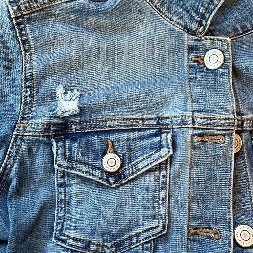 Aeropostale Light weight stretch medium wash Denim Jean Jacket Size Medium - Picture 11 of 15